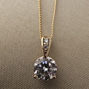 Rose Gold Necklace With Round Cubic Zorconia